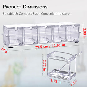V·RESOURCING transparent condiment dispensers help organize salt, sugar, and spices at a glance.