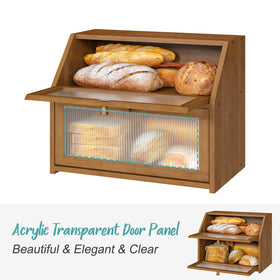 Vriccc bamboo bread box with water-resistant surface for easy cleaning