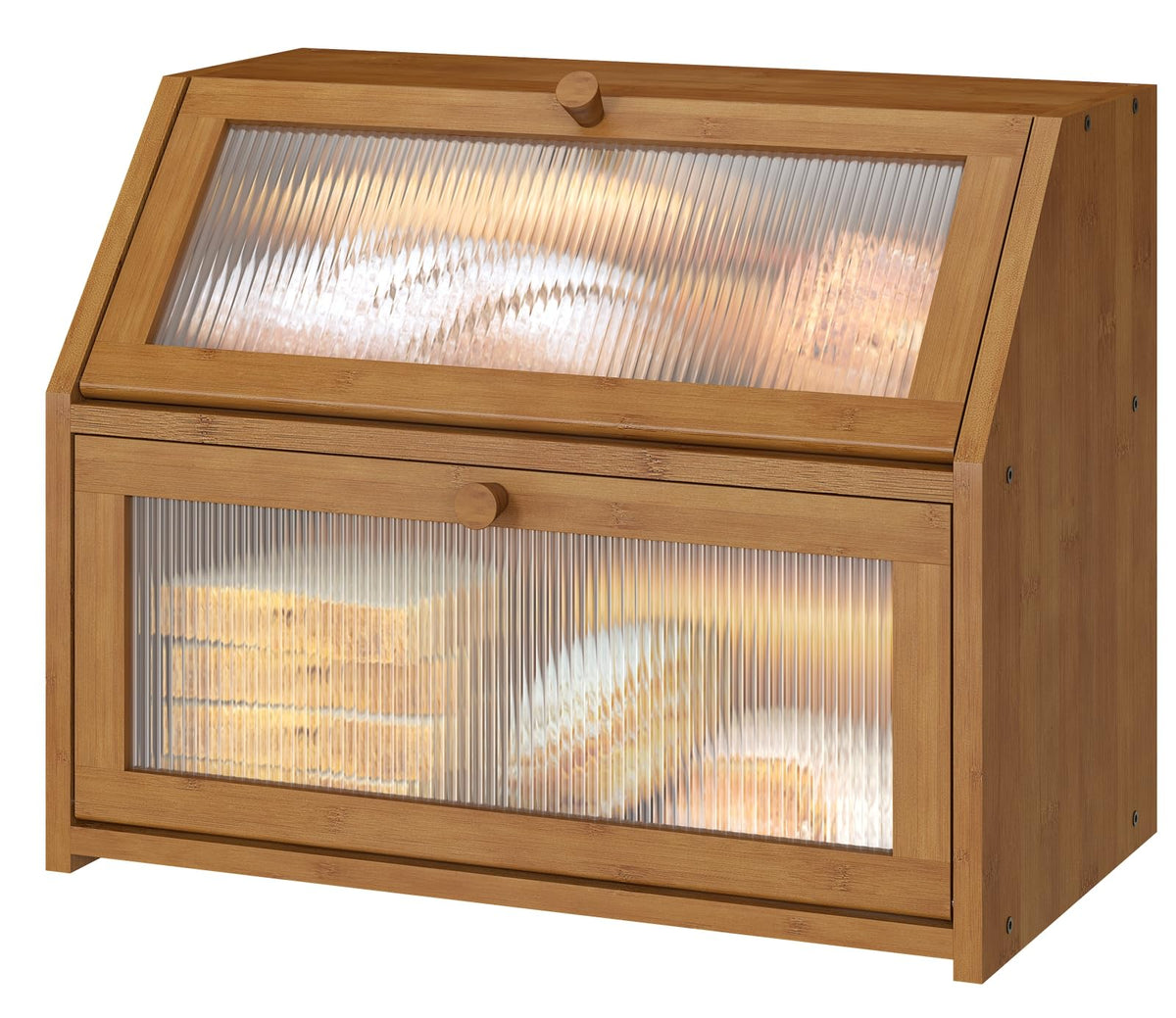 Vriccc bread box with wave glass front for a tidy countertop