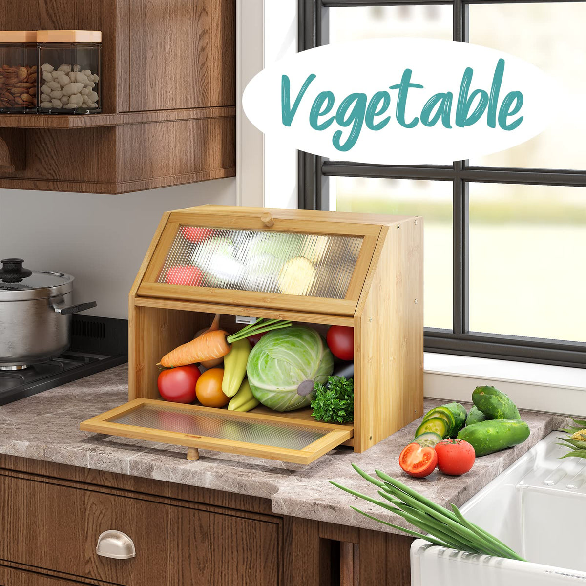 Vriccc countertop bread storage on kitchen counter for easy access