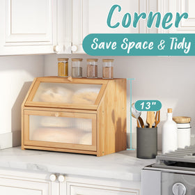 Vriccc large-capacity bamboo bread box stores rolls and muffins neatly