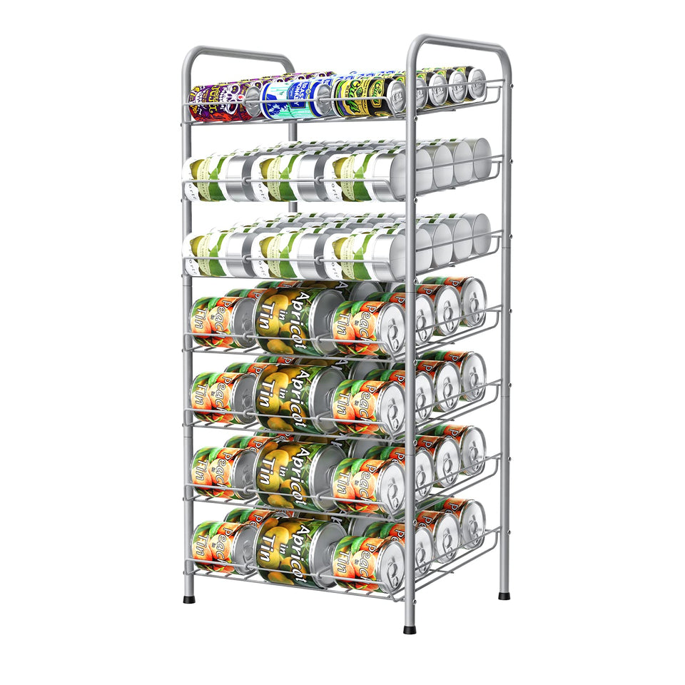 Vrisa 7-tier can organizer overview on pantry shelf for organized storage.