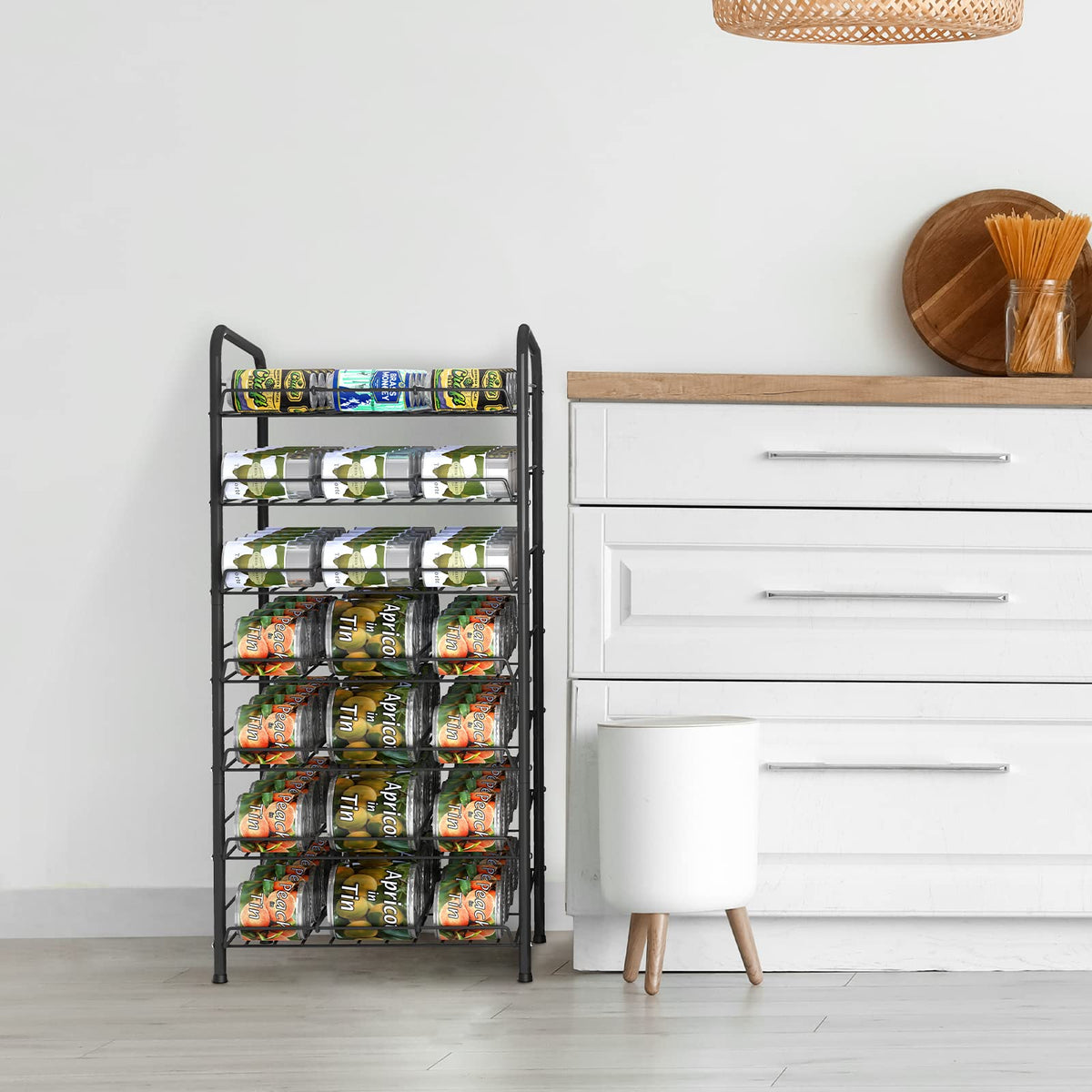 Vrisa can organizer dimensions 16.89 by 12.44 by 35.35 inches save space.
