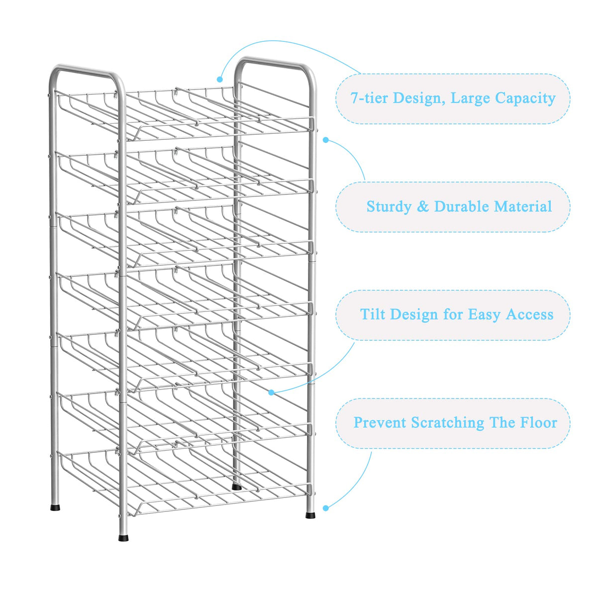 Vrisa front-view rack shows easy reach to canned goods.