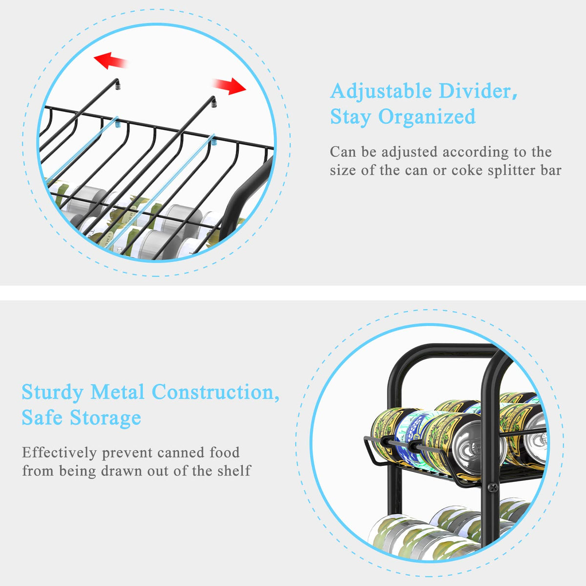 Vrisa can organizer stable construction prevents rust and wobble during use.