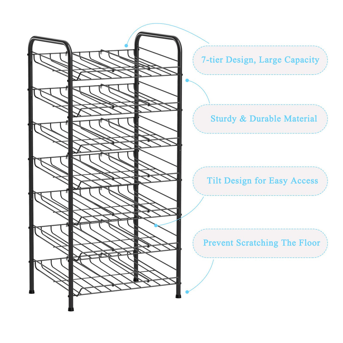 Vrisa pantry rack includes anti-slip pads to protect surfaces.