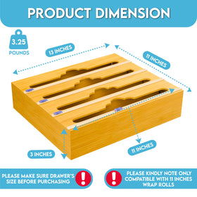 VROOFIX 4-in-1 wrap dispenser on countertop keeps foil, parchment, and wax paper organized.