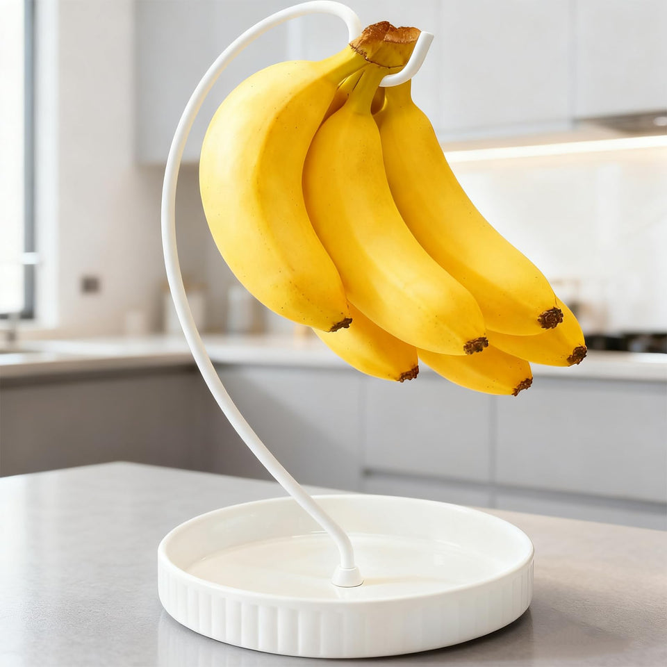 VROOMIUM Banana Holder Stand with taller design promotes better air circulation on countertops.