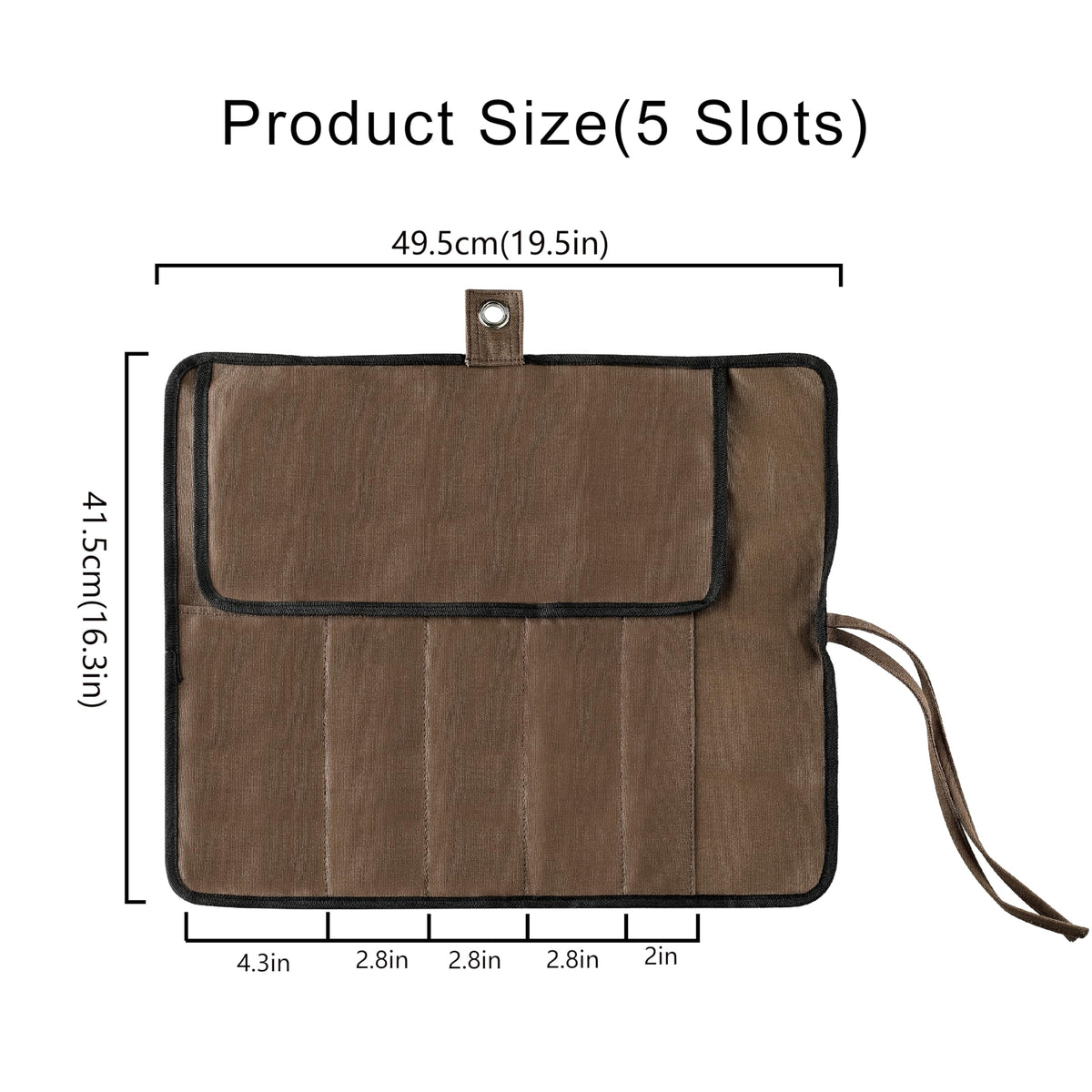 VRUIFA knife roll with five pockets keeping blades separated and ready