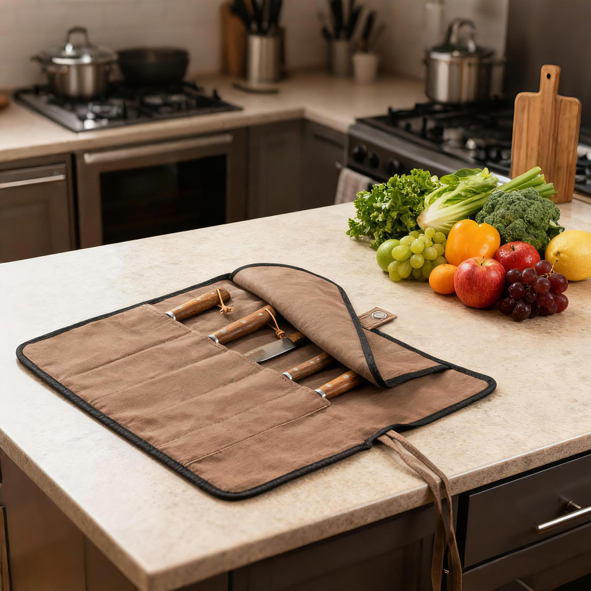 VRUIFA knife roll interior organization for tidy blade storage