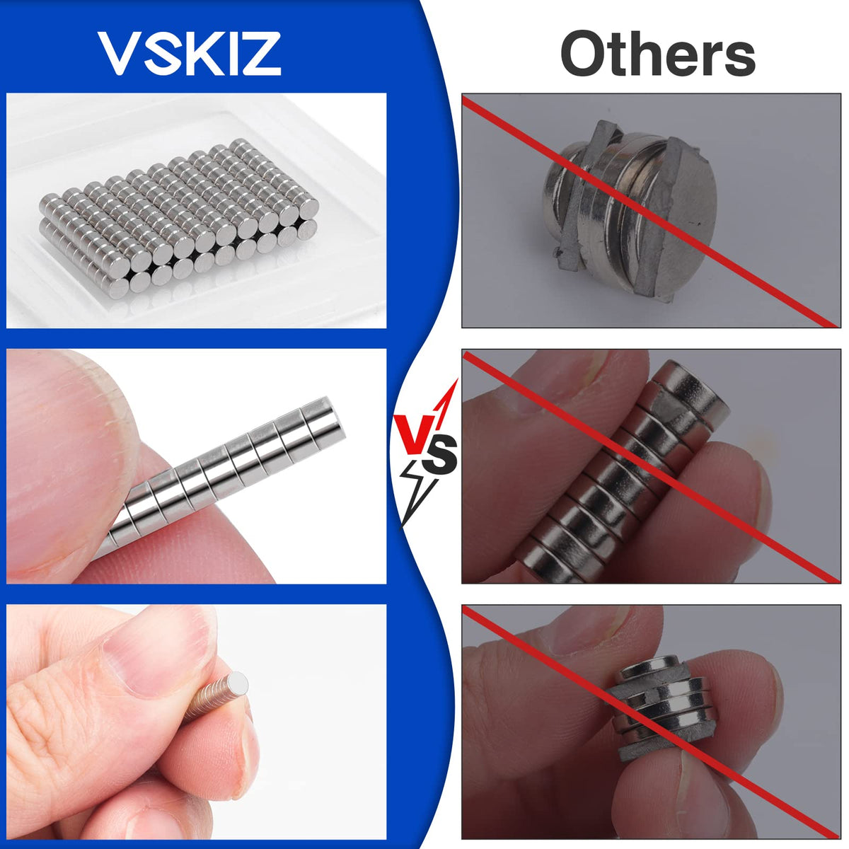 VSKIZ mini earth magnets with brushed nickel finish showing durability