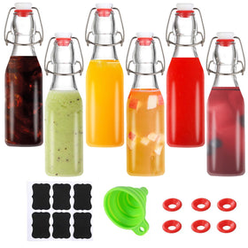 VSWINGBO 8oz swing-top bottle, front view, clear glass ideal for precise liquid visibility.