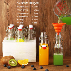 VSWINGBO 8oz swing-top bottle displayed for kombucha fermentation in a stylish glass container.