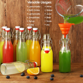 VSWINGBO 8oz glass bottle for beverages keeps contents visible and organized.