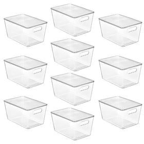 Vtopmart 10-pack clear stackable bin shows contents for easy pantry organization