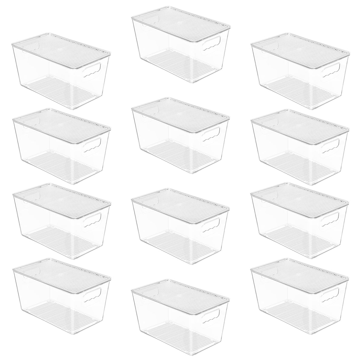 Vtopmart 12-pack clear storage bins with lids for easy pantry visibility