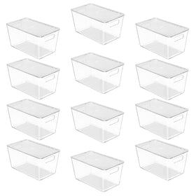 Vtopmart 12-pack clear storage bins with lids for easy pantry visibility