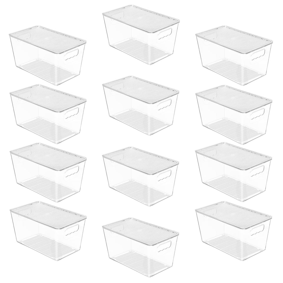 Vtopmart 12-pack clear storage bins with lids for easy pantry visibility