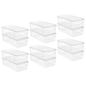 Vtopmart 12pc clear storage bins with lids for organized fridge storage