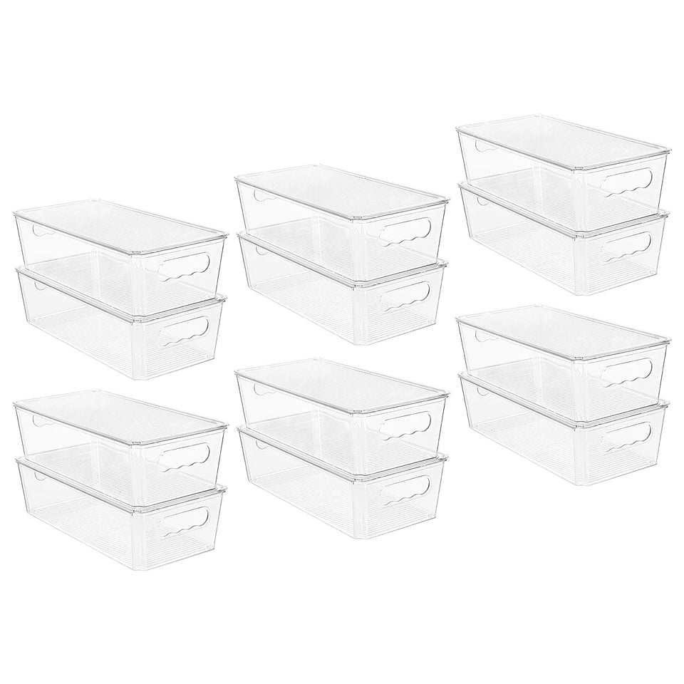 Vtopmart 12pc clear storage bins with lids for organized fridge storage