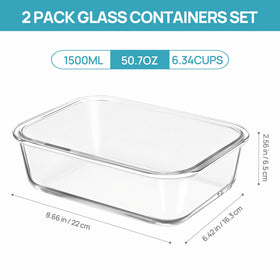Vtopmart 1500ml glass container with open lid for quick scoop.