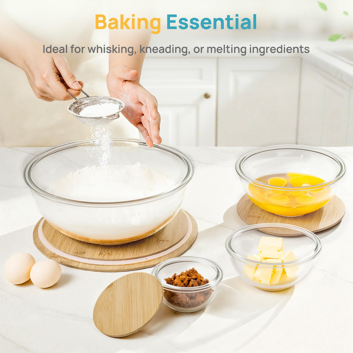Vtopmart 2.1 qt bowl ideal for dressings and prepping ingredients.