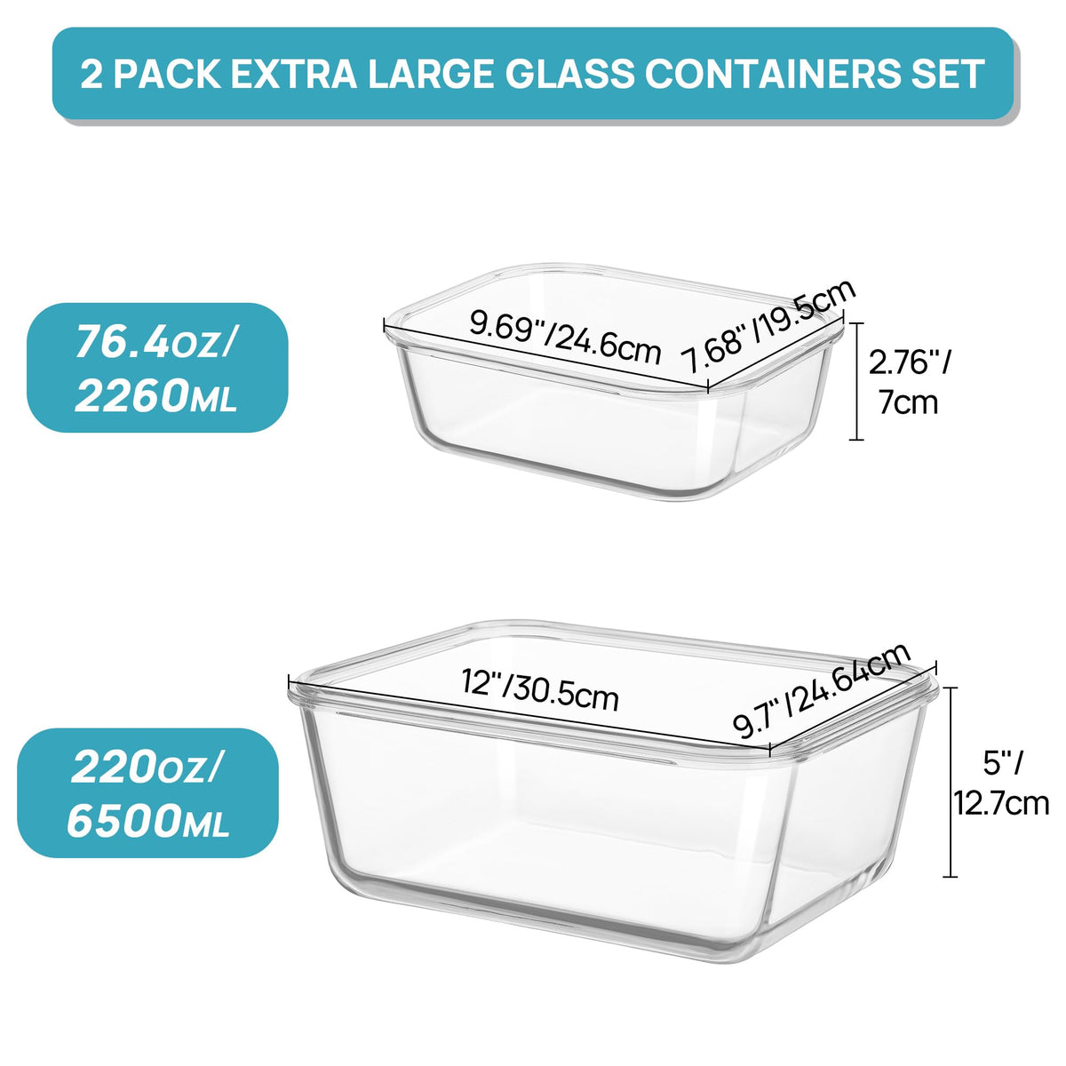 Vtopmart 2260ml glass container with wide opening for scooping