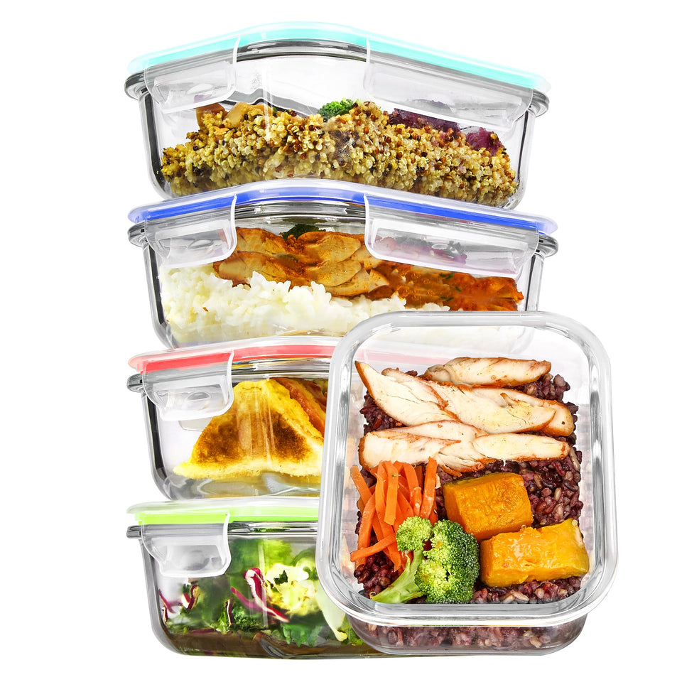 Vtopmart 22oz glass container with airtight lids for mess-free meals on the go.