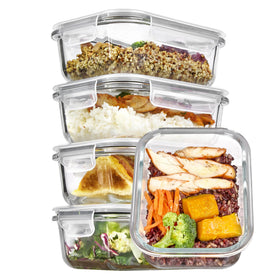 Vtopmart 22oz glass storage container with lids for organized meal prep.