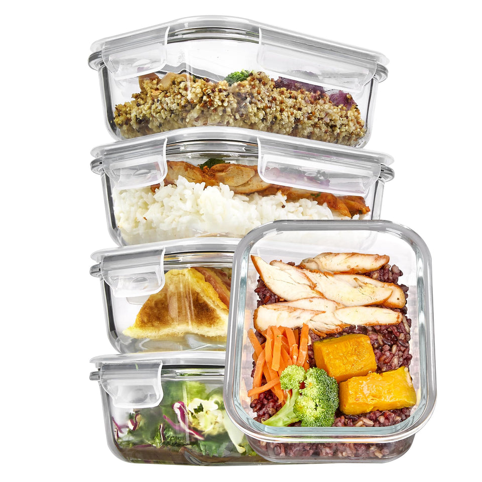 Vtopmart 22oz glass storage container with lids for organized meal prep.