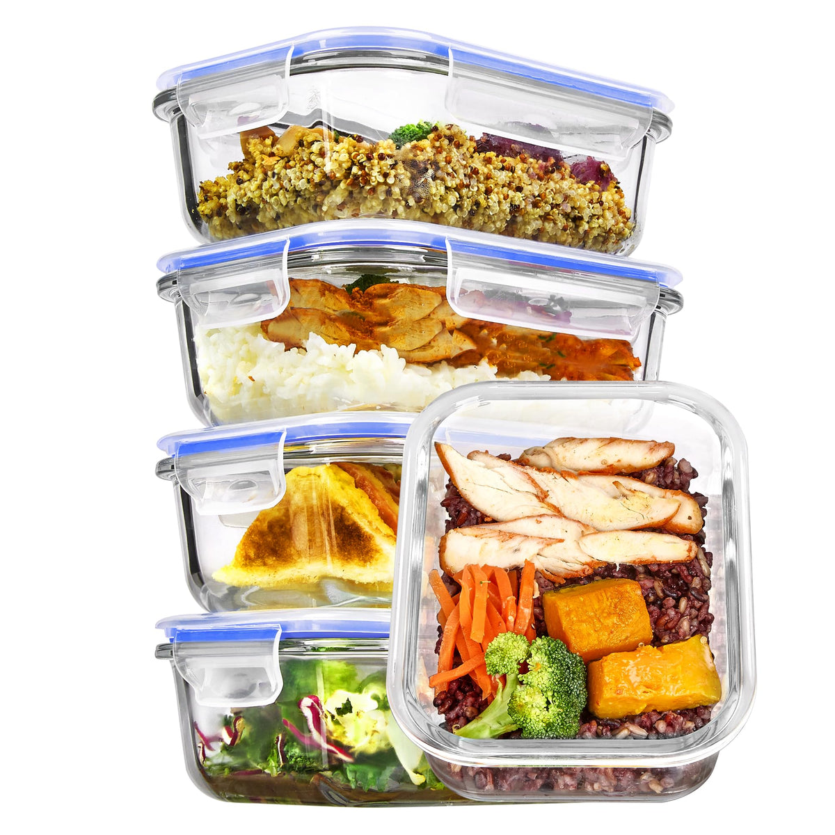 Vtopmart 22oz glass storage containers with lids for organized meal prep at home.