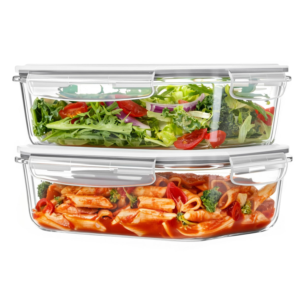 Vtopmart 2-pack 1500ml glass containers with lids for easy meal prep.