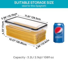 Vtopmart 3-2L pasta storage container front view enables easy pantry organization