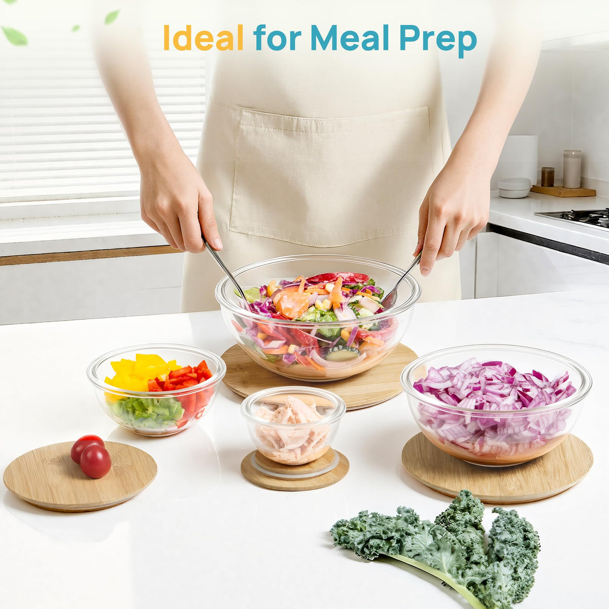 Vtopmart 3.75 qt bowl ready for large batters and salads.