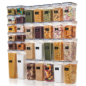 Vtopmart 32pc airtight container set helps keep cereal fresh and organized.