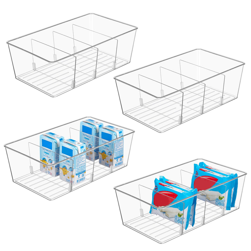 Vtopmart 4-pack clear storage bins for pantry organization and quick access.