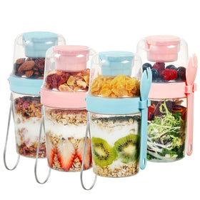 Vtopmart 4 pack yogurt parfait cups with lids and spoons for on the go