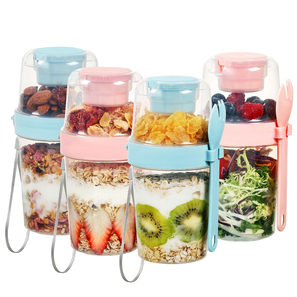 Vtopmart 4 pack yogurt parfait cups with lids and spoons for on the go