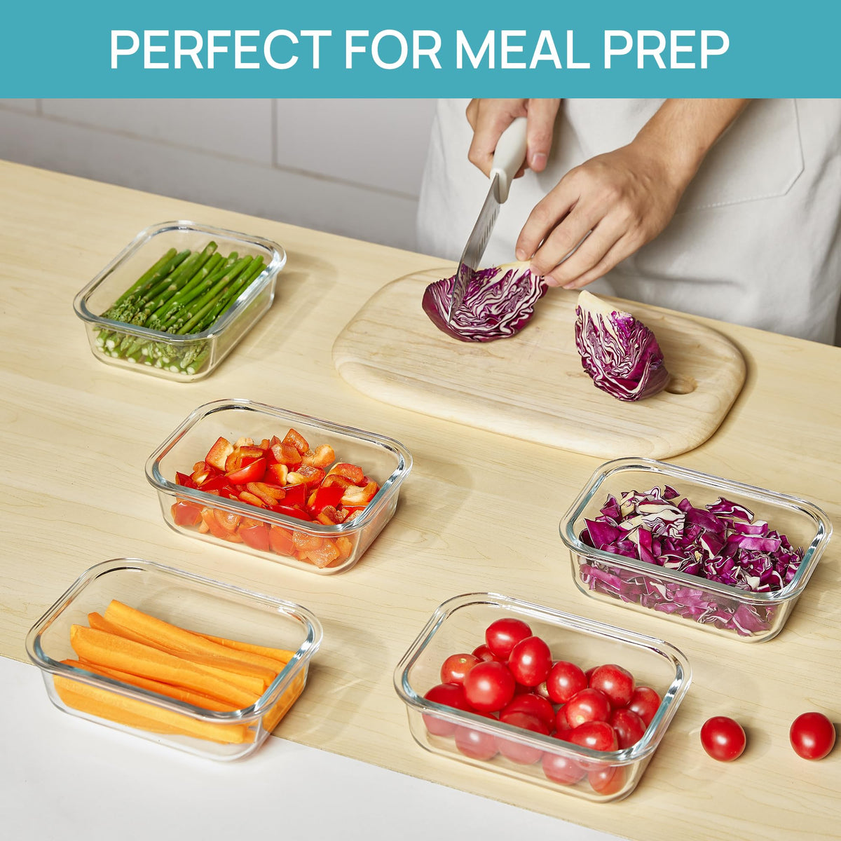 Vtopmart 5-pack 22oz containers are microwave safe for lunches