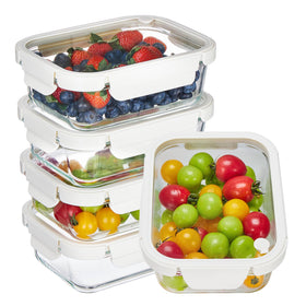 Vtopmart 5-pack 35oz glass containers provide clear, stackable meal prep.