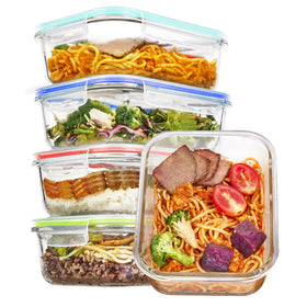 Vtopmart 5-pack 35oz glass containers for meal prep and portion control.