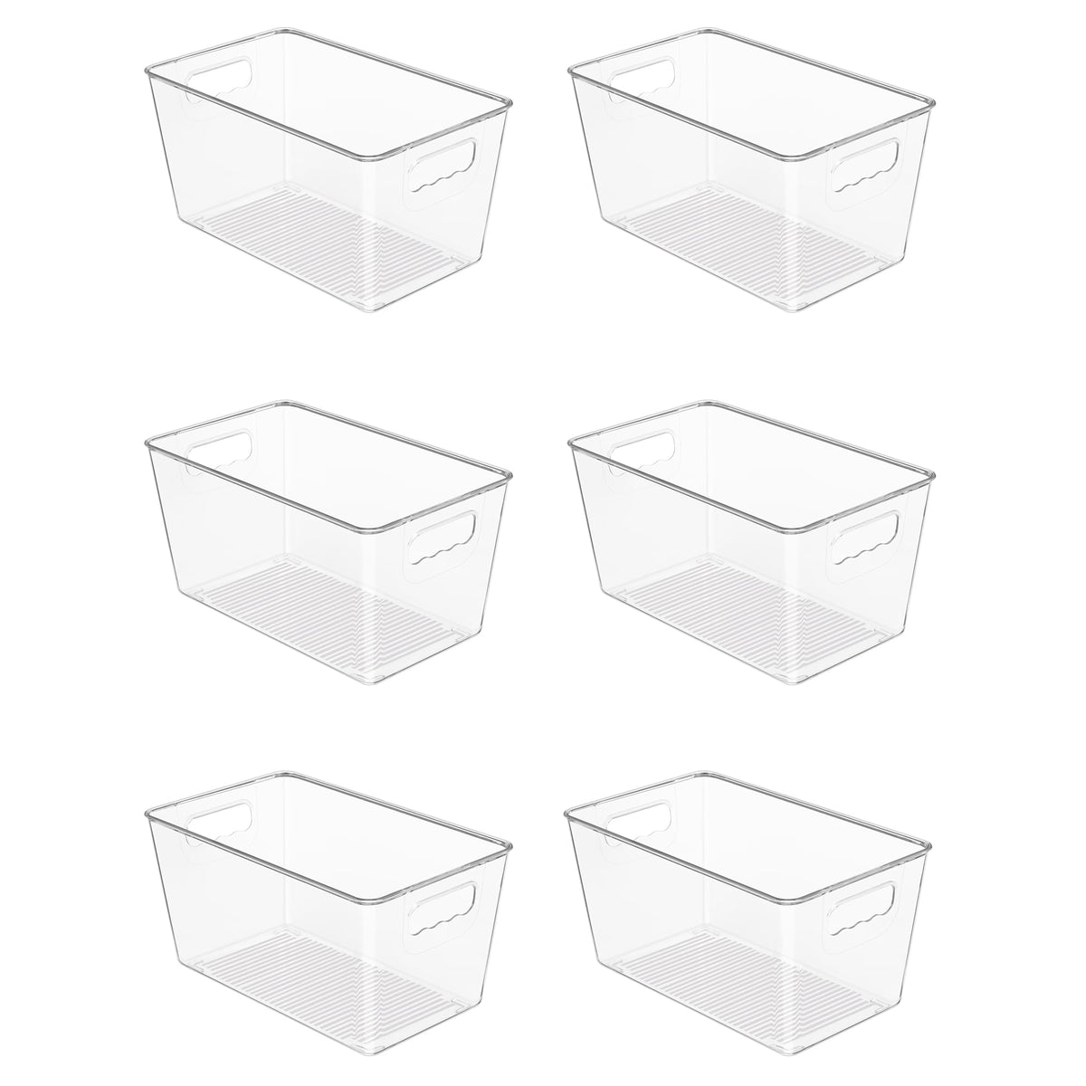 Vtopmart 6-pack clear storage bin front view for easy pantry organization