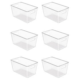 Vtopmart 6-pack clear storage bin front view for easy pantry organization
