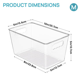 Vtopmart 6-pack clear storage bin side handles for easy carrying