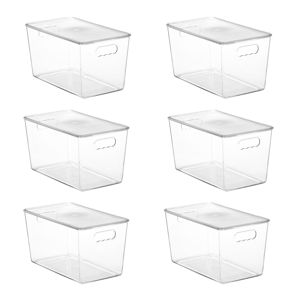 Vtopmart 6-pack clear stackable bins with lids for pantry organization and quick access