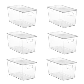 Vtopmart 6-pack clear stackable bins with lids for pantry organization and quick access