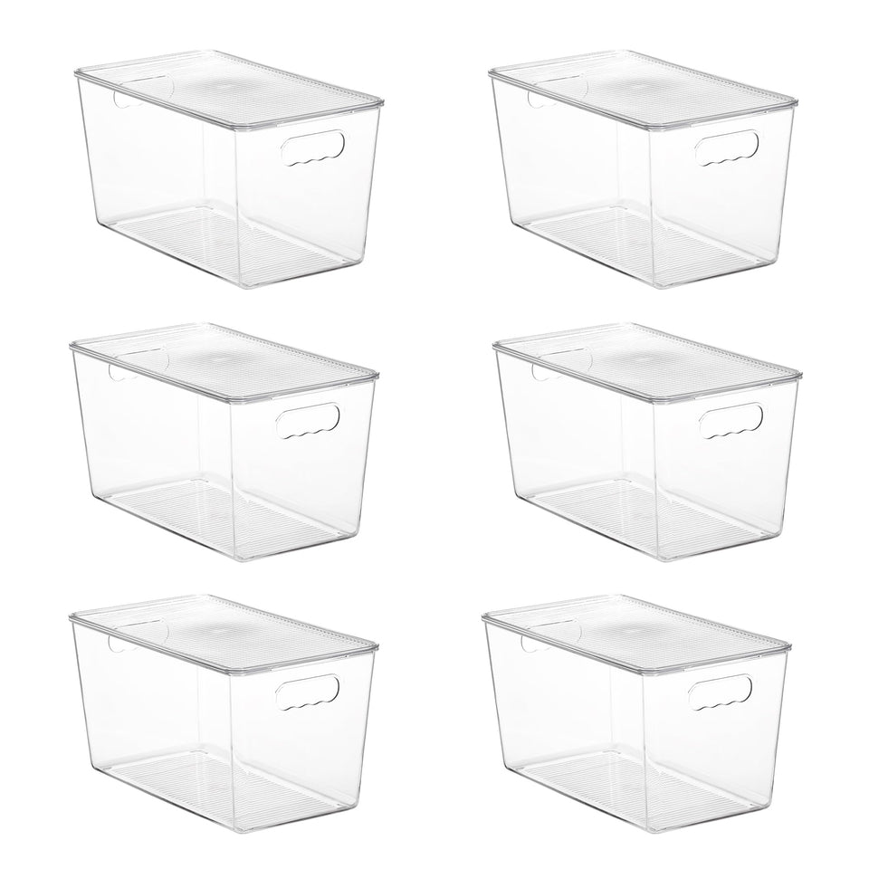 Vtopmart 6-pack clear stackable bins with lids for pantry organization and quick access