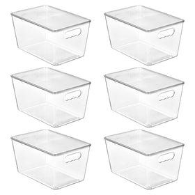 Vtopmart 6-pack clear stackable bins with lids for easy pantry organization.