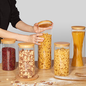 Vtopmart 70oz glass jar with beans focus, wide mouth for easy filling.