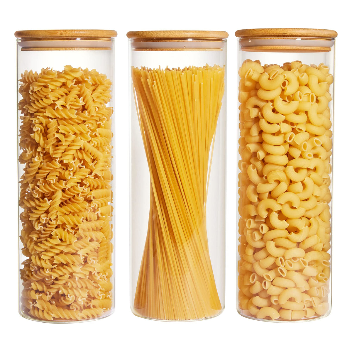 Vtopmart 70oz glass jar with pasta focus, keeps spaghetti visible and pantry organized.